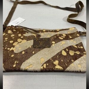 NEW!! Women’s Coach N’ Cowboy Brown/Tan/Gold Animal Print Crossbody Bag
